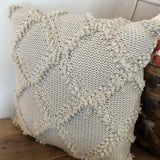 Beige Textured Throw Pillow