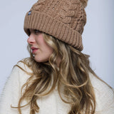 Marshmallow Cable Lined Beanie - Camel