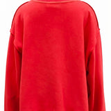 'MERRY' Embroidered Mock Neck Sweatshirt : Red / L/XL