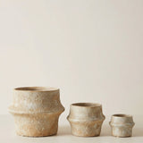 Ceramic Planter Pot, Textured with Drainage - Solene: Large 8"
