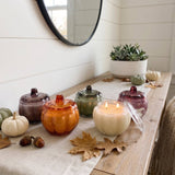 BROWN Glass Pumpkin 2 Wick Soy Candle | Pumpkin Spice Cake