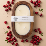 CRANBERRY Dough Bowl Soy Candle | Handcrafted 4 Wick Wooden Candle