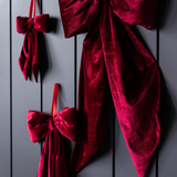 Bows Red Velvet Fabric: Small