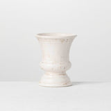 White glazed urn planter