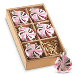 Pink Glittered Candy Ornaments - Box Set of 6