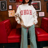 FA LA LA/HO HO HO Mock Neck Sweatshirt: HEATHER GREY