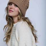 Marshmallow Cable Lined Beanie - Camel