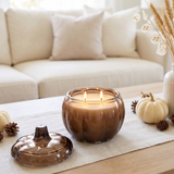 BROWN Glass Pumpkin 2 Wick Soy Candle | Pumpkin Spice Cake