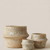 Ceramic Planter Pot, Textured with Drainage - Solene: Large 8"