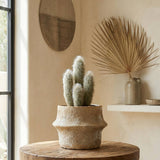 Ceramic Planter Pot, Textured with Drainage - Solene: Large 8"