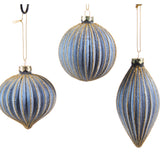Blue Glitter Ornaments Assorted