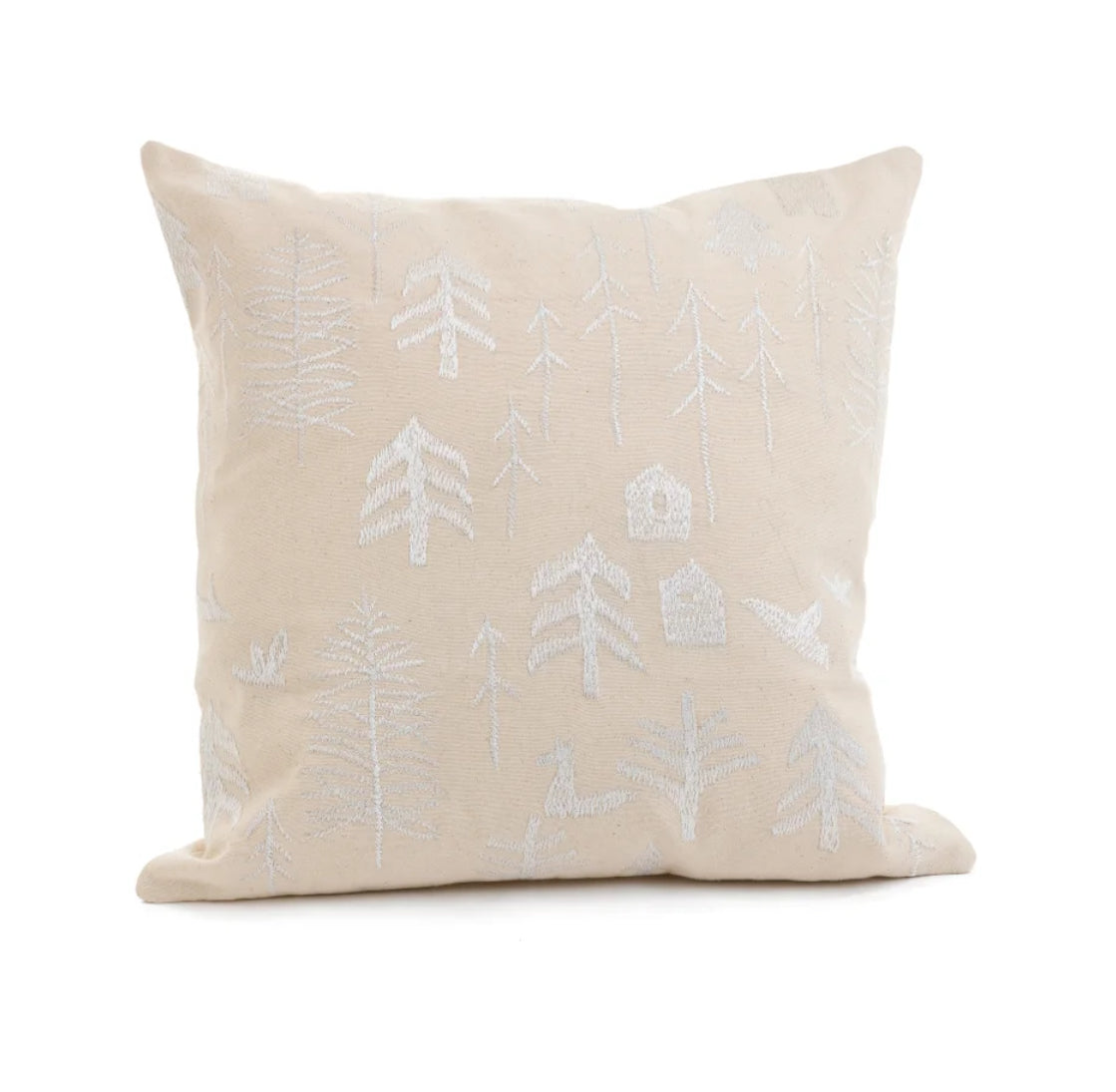 Embroidered Tree Pillow - Beige