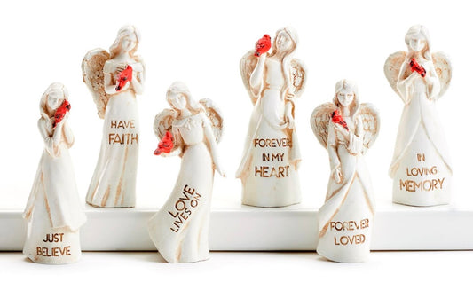 Memorial Angel Figurine With Cardinal