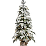 Flocked Pine Tree in Burlap