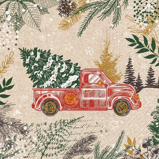 Christmas Truck Luncheon Napkins