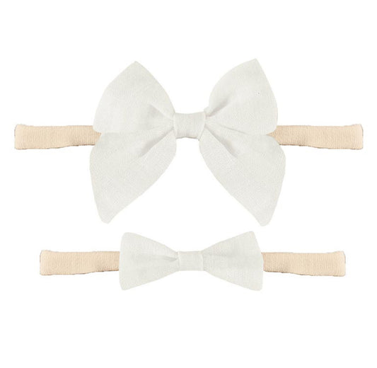 White Bow Headband Set