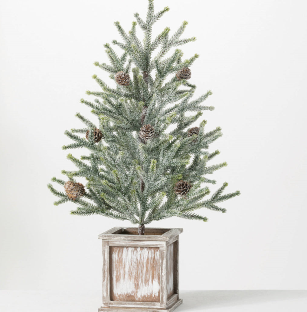 Potted 24” Snowy Faux Tree