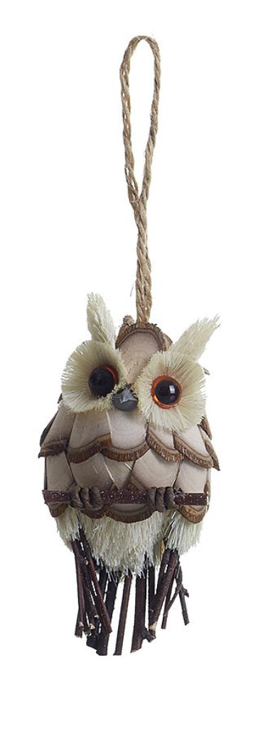 Sisal Holiday Owl Ornament