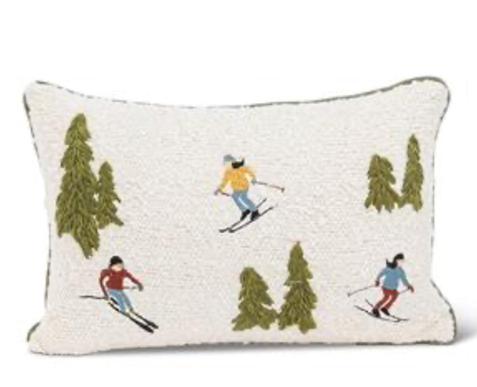Ski Scene Boucle Pillow