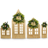 Wooden House With Wreath - 4 Asst