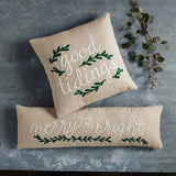 Christmas Greenery Embroidered Pillow