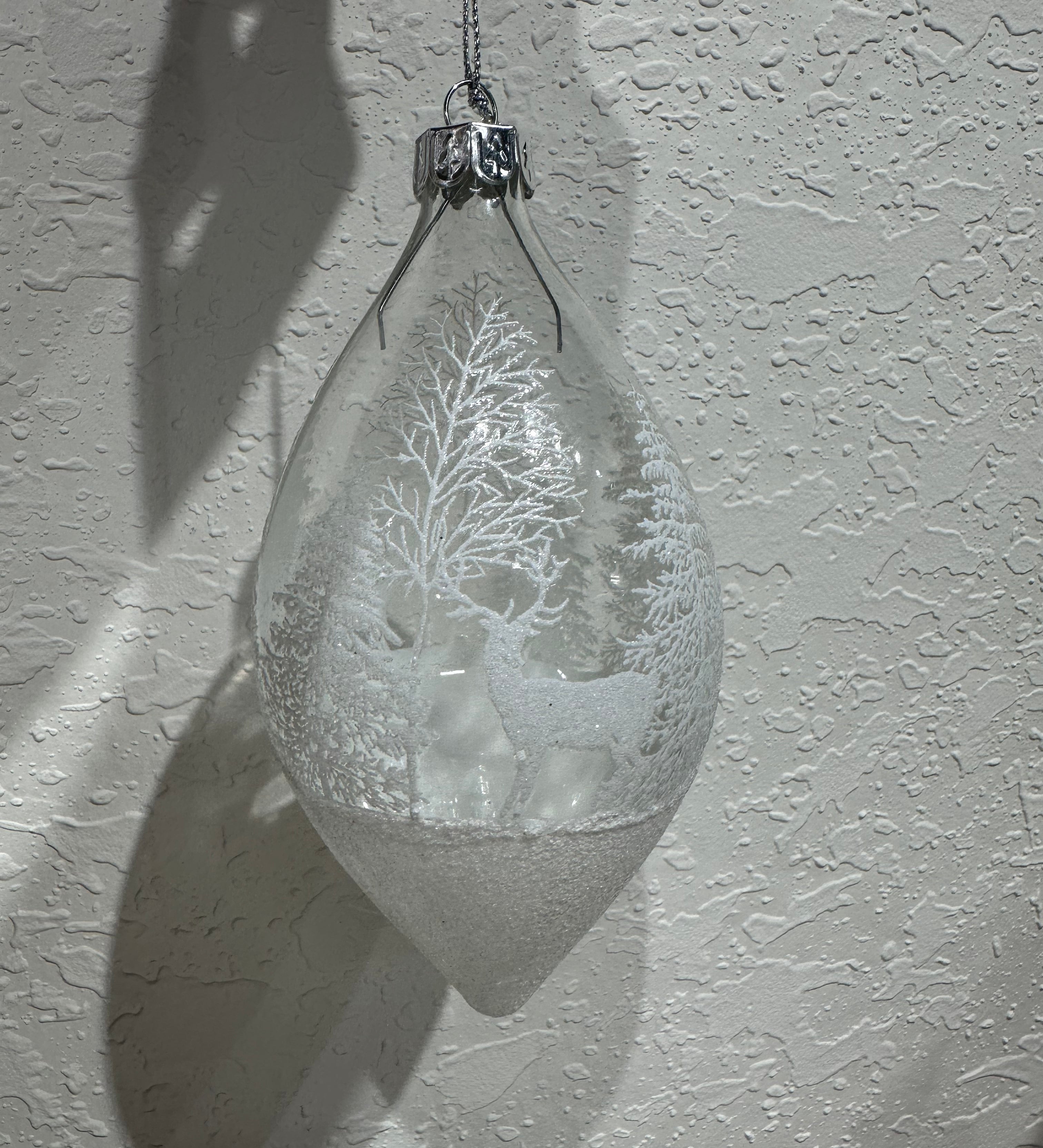 Snowy Deer Glass Ornament