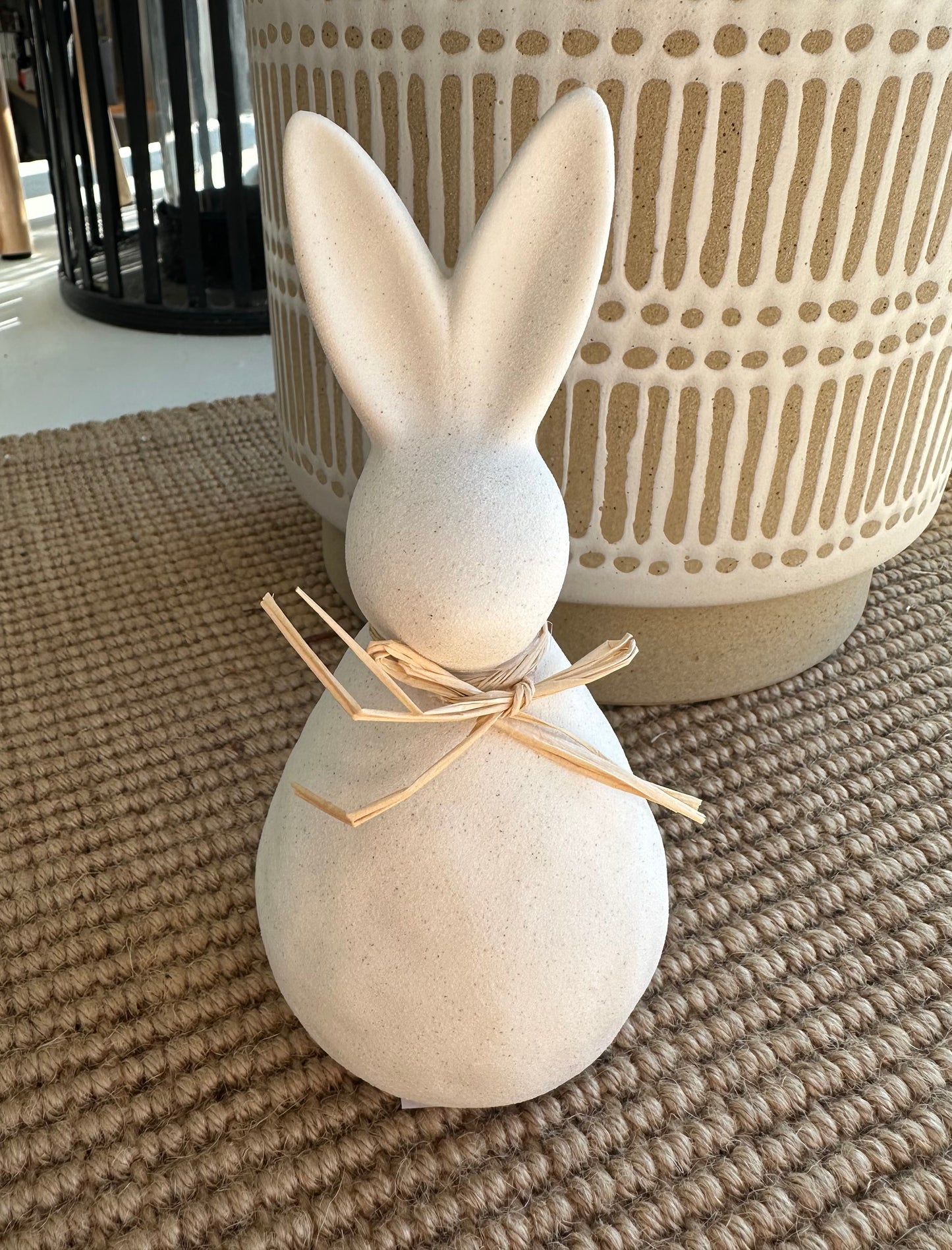 Ceramic Rabbit With Raffia Bow