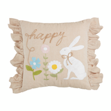 Happy Embroidered Pillow