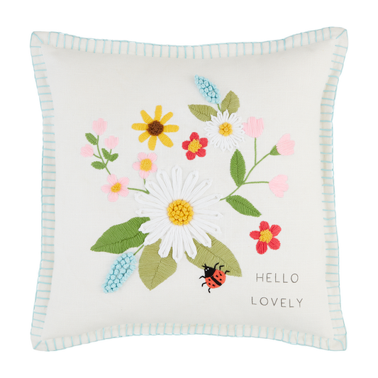 Floral Embroidered Pillow