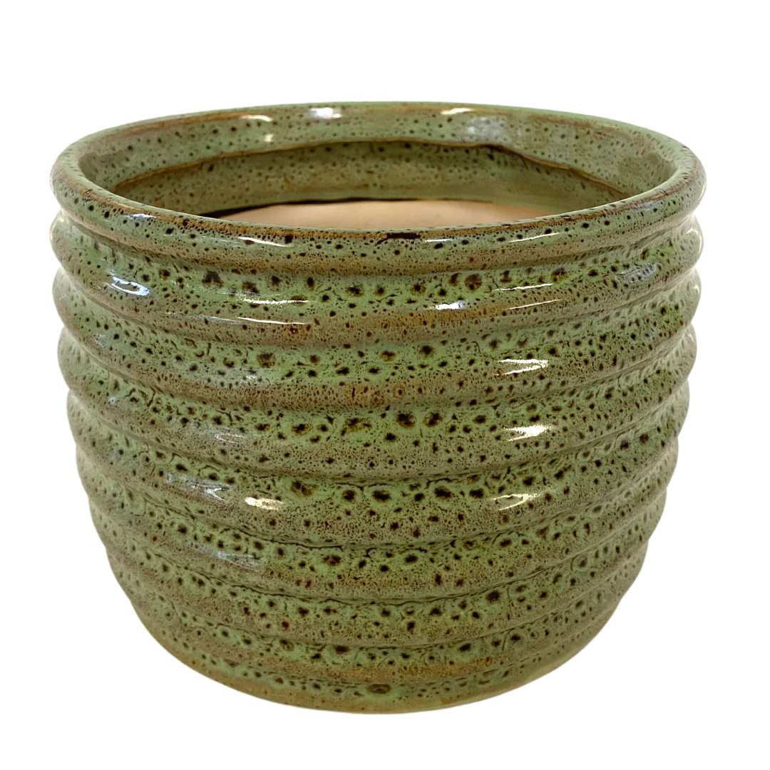 Medium Ribbed Green Pot