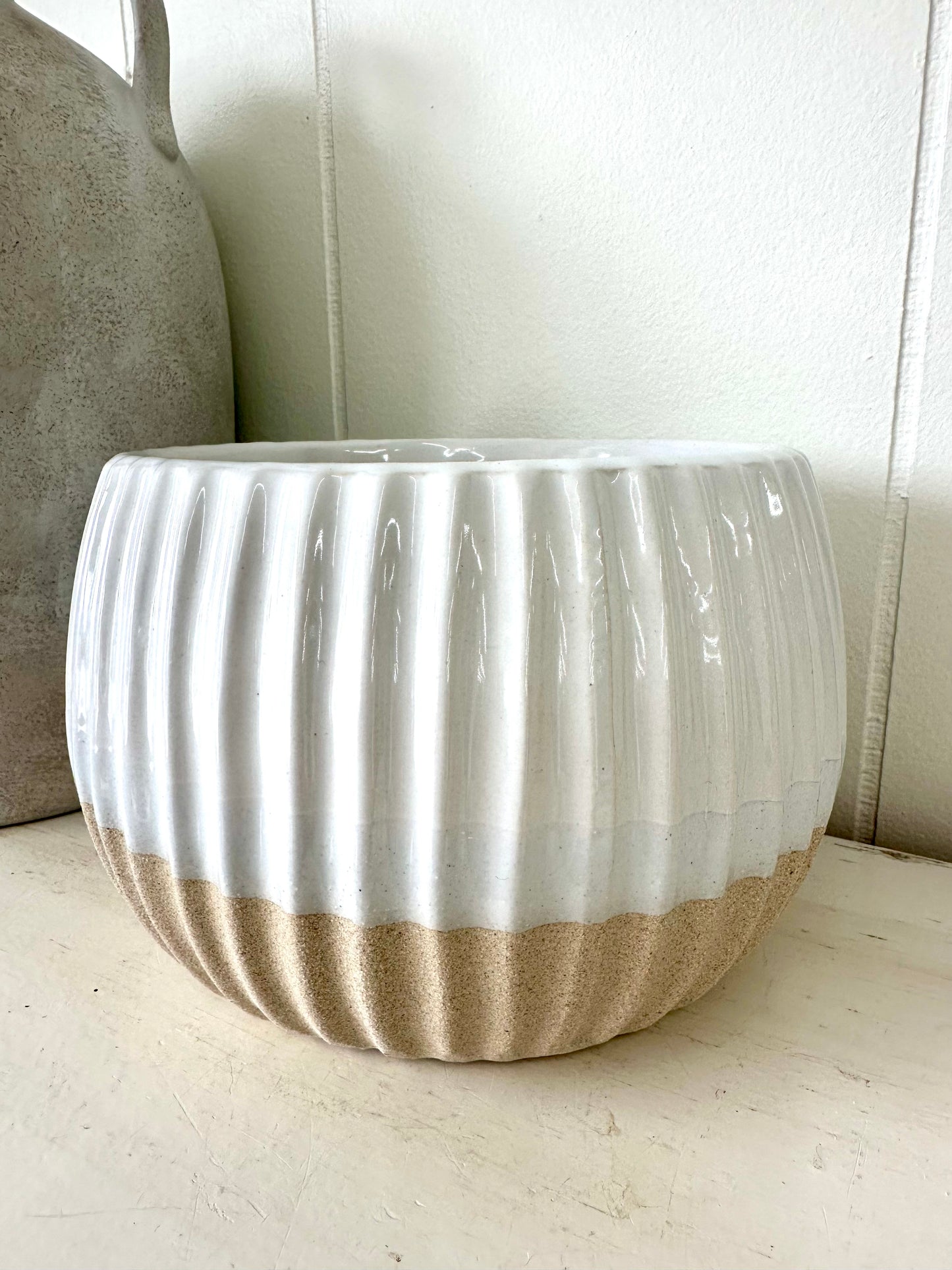 Sandy White Ceramic Pot