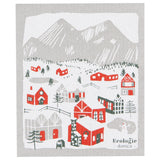 Snowy Village Swedish Dishcloth