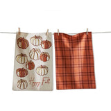 Happy Fall Pumpkin Dishtowel Set of 2