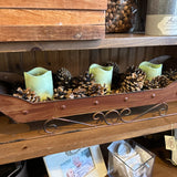 Metal Sleigh with Pinecones & Candles