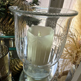 Glass Candle Holder With Snowflake Design