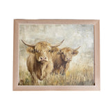 VINTAGE HIGHLAND COWS PINE FRAMED ART