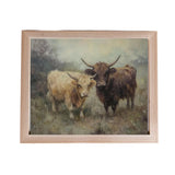 VINTAGE HIGHLAND COWS PINE FRAMED ART