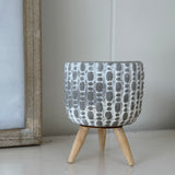Simple Grey Pedestal Pot 3”