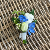 Pastel Blue + White Boutonniere