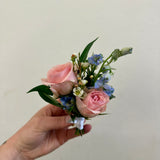 Pastel Pink + Blue Boutonniere
