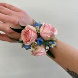 Pastel Pink + Blue Wrist Corsage