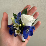 Dark Blue + White Boutonniere
