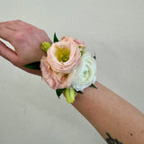 Pastel Pink + White Wrist Corsage