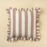 20x20 Ruffle Thick Stripe Pillow, Fawn