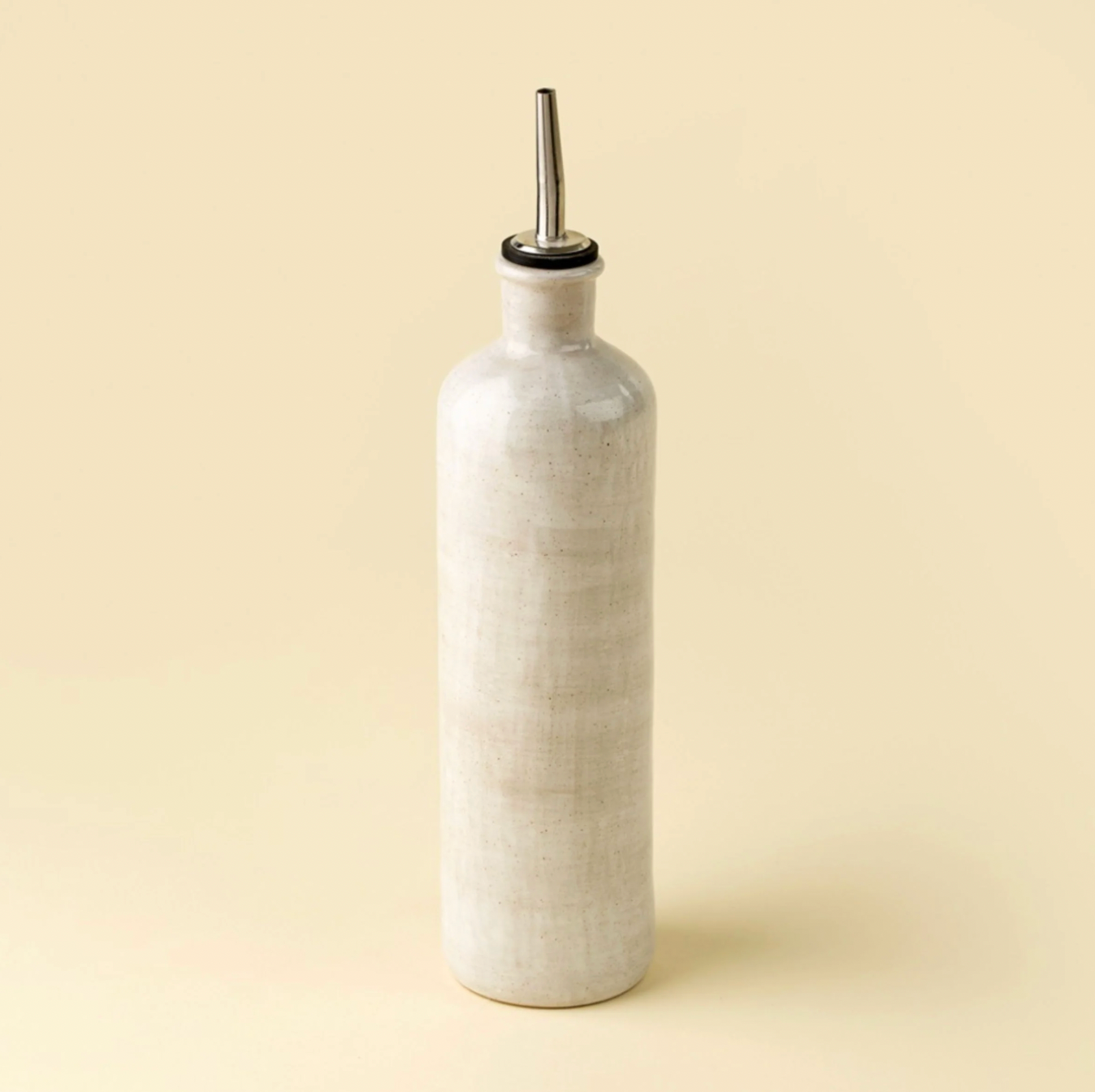 Stoneware Vinegar + Olive Oil Cruet - Rustic White