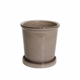 Taupe Ceramic Pot With Saucer