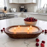 CRANBERRY Dough Bowl Soy Candle | Handcrafted 4 Wick Wooden Candle