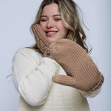 Marshmallow Cable Lined Mitts - Camel