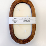 CINNAMON SPICE Dough Bowl Soy Candle | Handcrafted 4 Wick Wooden Candle