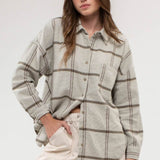 Grid Plaid Button Up Top